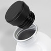 A drink bottle in white aluminium with a black screw-on lid, featuring an open top.