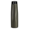 A drink bottle in a sleek, olive green finish with a black lid. Features a logo on the side.