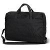 A black laptop bag with dual handles, a shoulder strap, and a zippered pocket on the back. Features a logo on the front.
