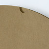A medium-sized brown pillow box made from kraft paper with a rounded top edge and a clasp closure.