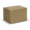 A brown cardboard box with a simple design, featuring a rectangular shape and a closed lid.
