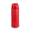 A drink bottle in vibrant red, featuring a secure screw-top lid and a sleek, matte finish.