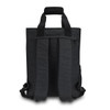 A black backpack featuring two shoulder straps and a top handle, with a sleek, minimalistic design.