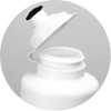 A drink bottle in white with a black lid, featuring a wide opening for easy filling and cleaning.