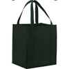 A dark green non-woven grocery tote bag with two carry handles, featuring a square shape and no visible text or logos.