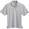A light grey short sleeve polo shirt for men featuring a collar and a logo.