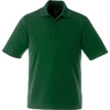 A green short sleeve polo shirt for men, featuring a collar and a logo on the front.