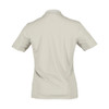 A women's short sleeve polo shirt in a light colour, featuring a subtle logo on the back.