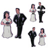 A custom 2D USB flash drive featuring a cartoon bride and groom design in white and black.