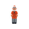 A custom 2D USB flash drive shaped like a character in an orange jacket and a white hat, featuring a logo.