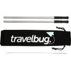A reusable stainless steel straw set in silver with a black carrying pouch and cleaning brush.