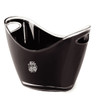 A black ice bucket with curved handles and a logo on the front, designed for leisure and outdoor use.