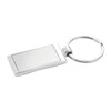 A silver wave metal key ring with a rectangular body and a circular keychain attachment.