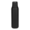 A drink bottle in matte black with a metal loop, featuring a sleek, smooth design. 600ml capacity.