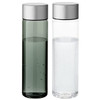 A drink bottle set featuring two styles: one in dark green and one in clear, both with silver caps.
