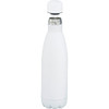 A drink bottle in sleek white with a stainless steel lid, featuring a smooth design and an insulated body.