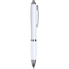 A ballpoint pen in all white with chrome accents, featuring a clip and smooth finish.