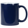 A drinkware coffee mug in navy blue with a glossy finish and a handle, presented without decorations or branding.