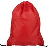 A vibrant red drawstring bag with black cords and an unbranded design. Perfect for easy carrying and storage.