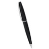 A sleek black metal pen with a silver clip and accents, featuring a twist action mechanism.