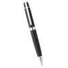 A silver and black ballpoint pen with a sleek design and branding on the body.