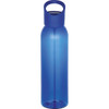 A drink bottle in a vibrant blue colour, made from Tritan, featuring a tapered design and a handle cap.