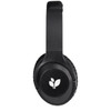 Black ANC headphones featuring a round ear cup with a logo. Designed for comfortable wear.