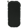 A black waterproof Bluetooth speaker with a rugged design and a logo on the front.