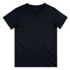 A navy blue men's T-shirt featuring a round neck and short sleeves, with a logo on the label.