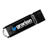 A black USB flash drive with a silver cap and a branding logo. It has a storage capacity of 4 GB.