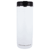 A drink bottle in white with a black lid, featuring a sleek design and a logo. Holds 700ml of liquid.