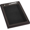 A black gift set featuring a journal and a silver pen, presented in a stylish black box with an insert.