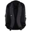 A black laptop backpack with padded shoulder straps and a sleek design, featuring a logo.