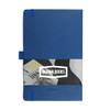 A blue Nova Bound JournalBook features an elastic closure and a branding logo on the cover.