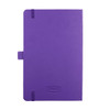 A purple notebook with a cover, elastic closure, and a logo. It features a sleek design suitable for office use.