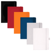 A collection of Vienna Hard Bound JournalBooks in black, red, orange, blue, white, and grey, each with a logo.