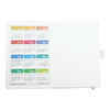 A hard bound journal features monthly calendar pages in various pastel colours, with a logo on the cover.