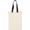 A natural cotton grocery tote in cream with black handles, featuring a simple design and no visible logos.