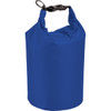 A blue waterproof outdoor bag with a clip handle, designed for dry storage, featuring a simple, sleek design.