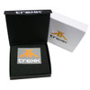 A black and white box containing a multi-tool, featuring an orange logo on a grey background.