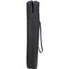 A black carrying bag for an oversized folding chair with a zipper and a shoulder strap. It has a logo.