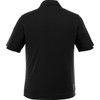 A short sleeve men's polo shirt in black, featuring a logo on the back.