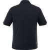 A black short sleeve polo shirt for men featuring a collar and a logo on the back.