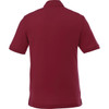A maroon short sleeve polo shirt for men, featuring a collar and side slits, with a visible logo.