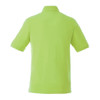 A bright green short sleeve polo shirt for men, featuring a collar and a logo on the front.
