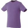 A purple short sleeve tee for men, featuring a classic crew neck design. It has a logo on the front.