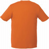 A short sleeve t-shirt in bright orange, featuring a plain back and a brand logo.