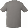 A grey short sleeve tech tee for men, featuring a simple design and a logo on the fabric.