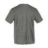 A grey short sleeve tech tee for men, featuring a simple design and a logo on the back.