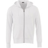 A white Cypress fleece zip hoody for men, featuring a front zipper and pockets. Includes a logo.